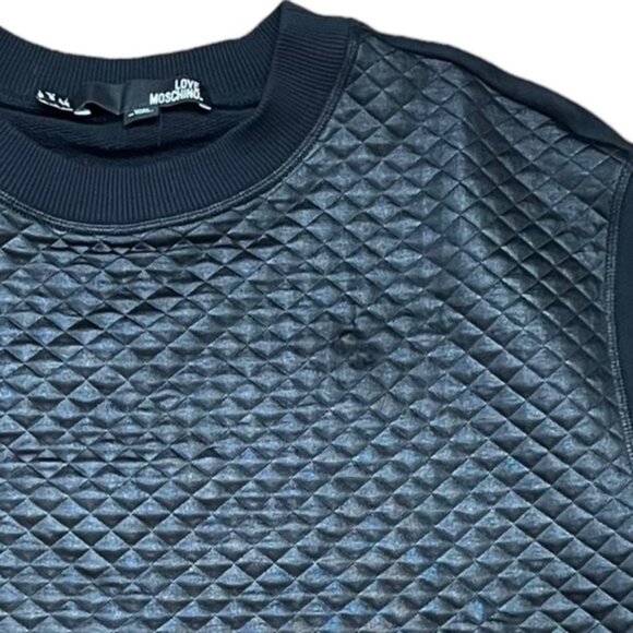 Love Moschino Quilted Pullover Sweatshirt in Black Women Size 8 - Picture 7 of 7